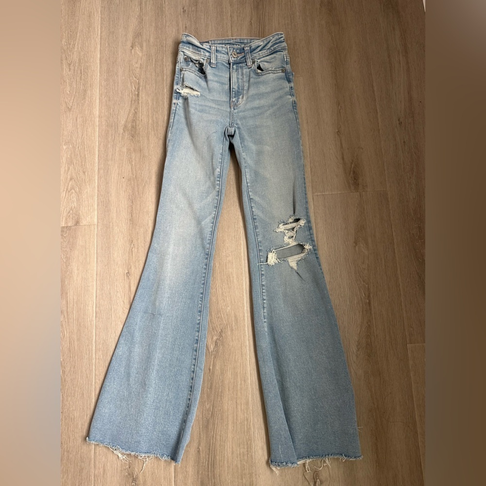 AMERICA EAGLE NEXT LEVEL STRETCH Super High Rise Flare jeans size 000 Reg